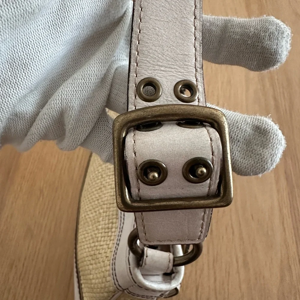 Coach beige straw leather handbag/shoulder bag